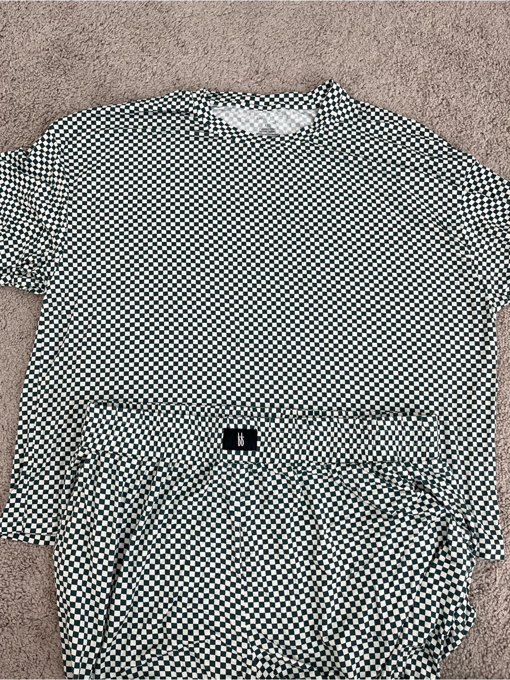 Forever French Green & White Checkerboard Pajama Set